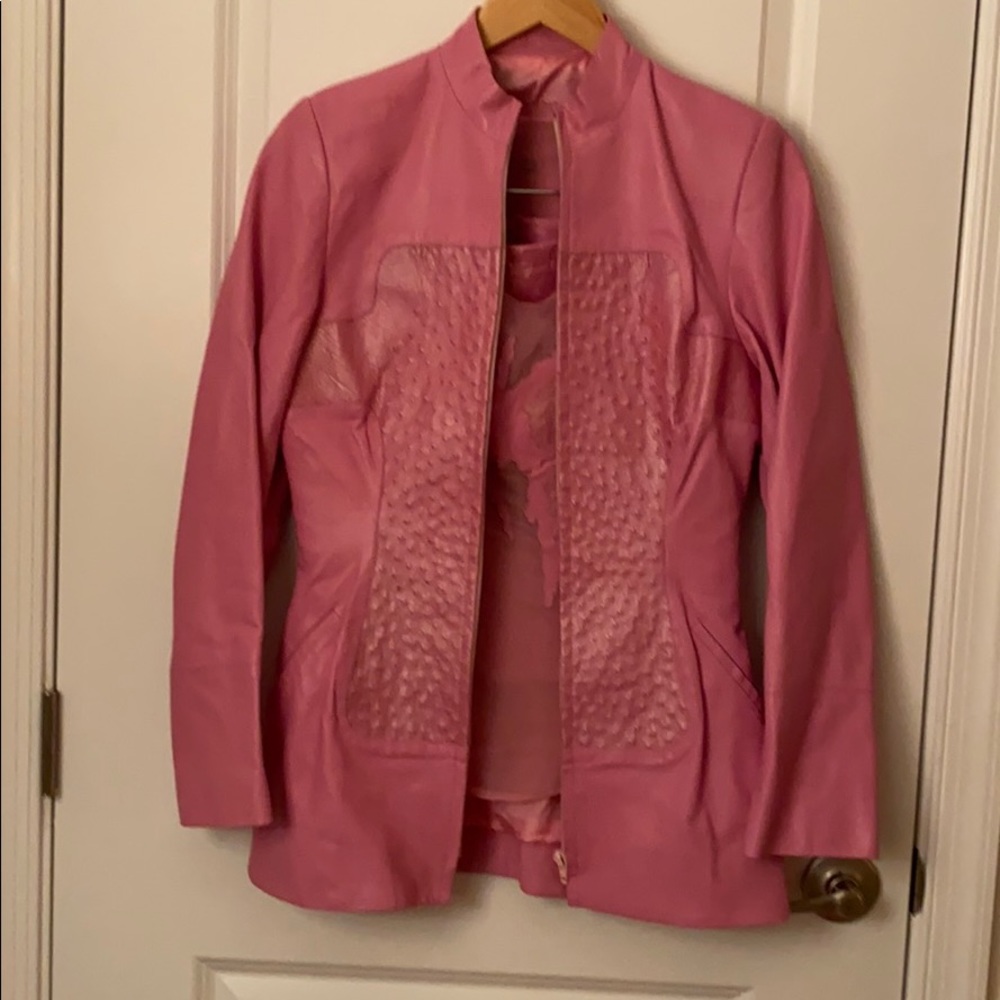 3 pc leather skirt suit